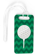ChalkTalkSPORTS Golf Luggage & Bag Tag | Golf Ball and Tee | Custom Info on Back | Small | Green