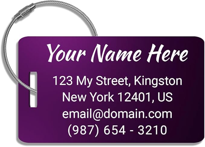 Luggage Tags for Suitcases - Personalized Luggage Tag Pack of 1 (Purple, 2x3.5)