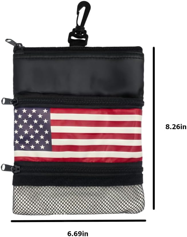 FAR&STRAIGHT Multifunctional Golf Accessories Pouch – 3 Zippered Compartments for Golf Tees, Balls, Markers & Personal Items | Clip-On Bag for Easy Attachment to Golf Bags