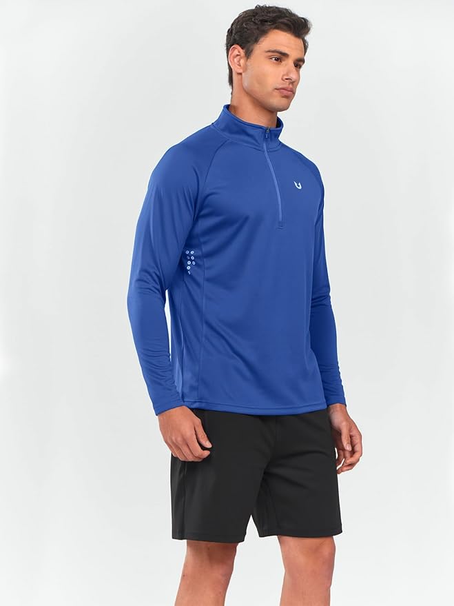 NORTHYARD Quarter Zip Pullover Men Running Shirt Long Sleeve Moisture Wicking Quick Dry Athletic Workout Shirts
