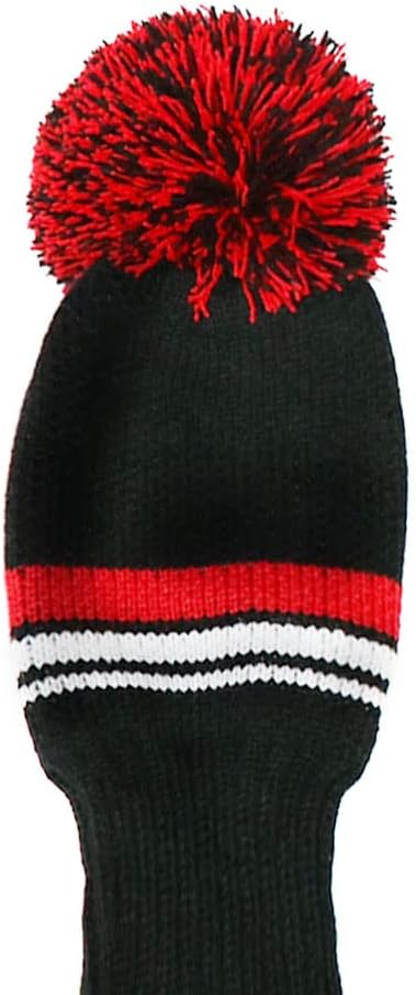 LeFeng 1Pcs Golf Club Cover, Knitted Golf Head Cover for 460cc Driver Fairway Woods and Hybrid with Cute Pom Pom and Number Tag