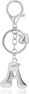 Gold Bubble Heart, Cherry, Bow & More Designs Letter Initial Keychain Bag Charms – Cute Purse Charms for Handbags