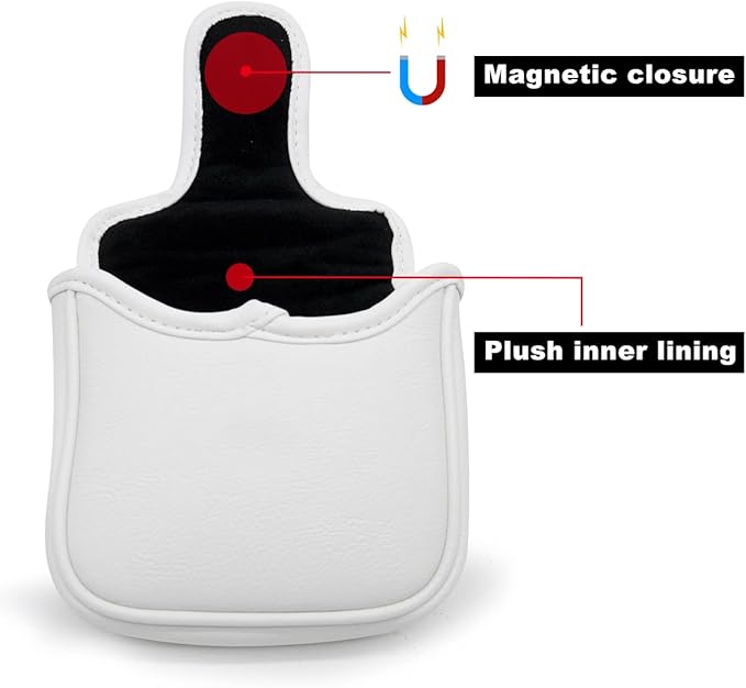 Golf Putter Cover Headcover Magnetic, Poker Ace Style Golf Club Head Cover, 4 Models Available Headcovers for Blade Half-Mallet Square Putters