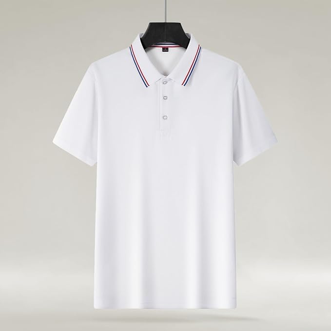 Polo Shirts for Men Dressy Casual Button Collared Golf T Shirt Classic Solid Color Business Summer Blouses