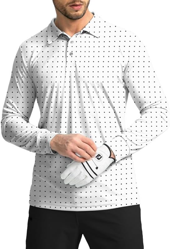 Men's Polo Shirt Long Sleeve Golf Shirts Lightweight UPF 50+ Sun Protection Cool Shirts for Men Work Fishing Outdoor