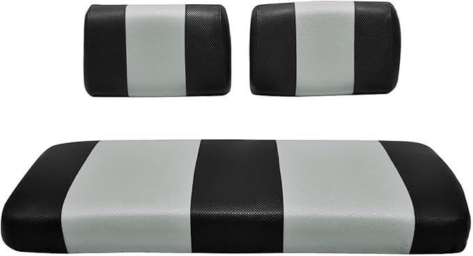 Seat Cover Replacement for Yamaha G-2/G-9 Golf Cart - Front Bench Seat - Premium Marine Vinyl -5 Panel Stitching - Staple On Installation - Two-Tone Golf Cart Seat Covers (Black & Silver)