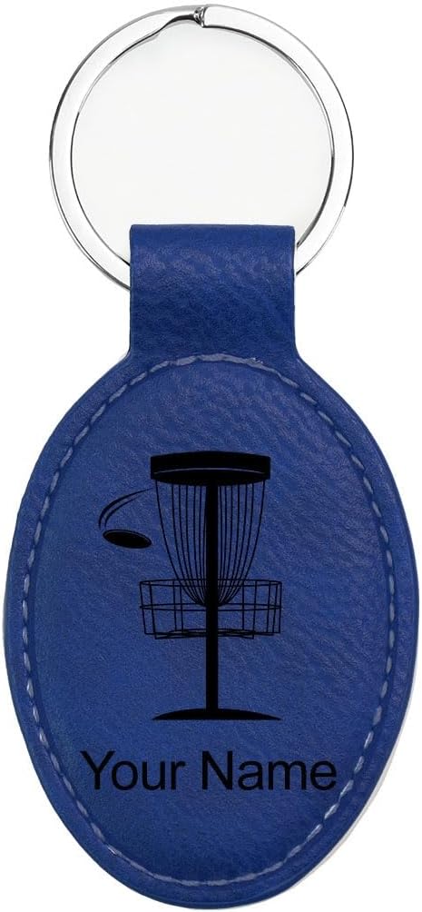 LaserGram Oval Keychain, Disc Golf, Personalized Engraving Included