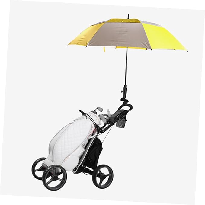 Adjustable Golf Cart Umbrella Holder with Double Bolt Clamp Plastic Stand for Rain and Sun Protection Fits Rounded Handle Umbrellas Stable Mounting Accessory for Golf Trolleys