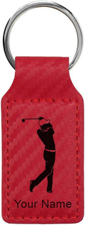 LaserGram Rectangle Keychain, Golfer Golfing, Personalized Engraving Included