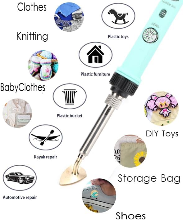 Mini Iron for Crafting and Sewig, 80W Adjustable Temperature Small Iron with 3 Replaceable Tips, Precise DIY Tool for Patches Hats Shoes, Easy to Use (Green)