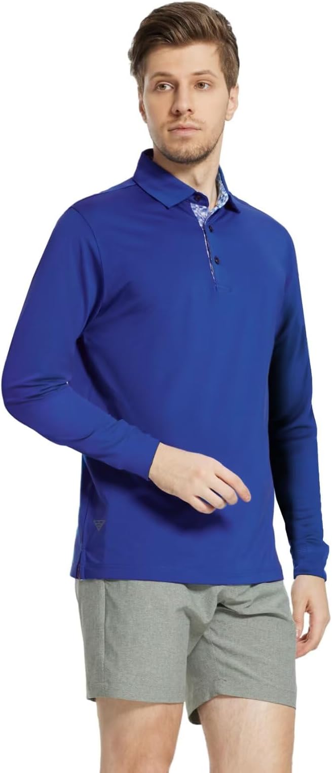 Mens Polo Shirts Short and Long Sleeve Casual Solid Stylish Dry Fit Performance Designed Collared Golf Polo Shirts for Men