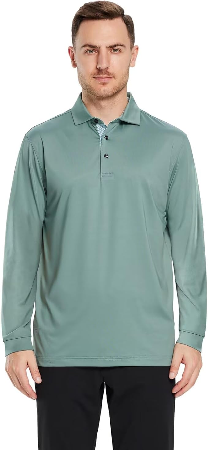 Mens Polo Shirts Short and Long Sleeve Casual Solid Stylish Dry Fit Performance Designed Collared Golf Polo Shirts for Men