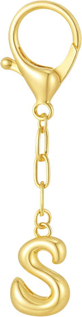 Gold Bubble Initial Keychain Charm for Women Chunky Bag Purse Charms A-Z Letter Key Chains for Handbag Accessories