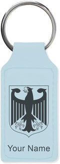 LaserGram Rectangle Keychain, Coat of Arms Germany, Personalized Engraving Included (Light Blue)