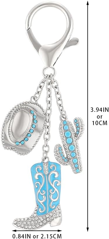 Madison Tyler Western Cowboy Boots Cherry Bow Bubble Tea Strawberry Cute Keychain | Bag Charms for Handbags Purse Charms