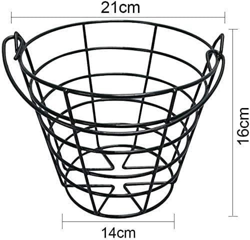 10L0L Golf Ball Bucket Metal Material, Golf Ball Basket Container with Handle, Bucket Holds 50 Balls - Black (Balls NOT Include)
