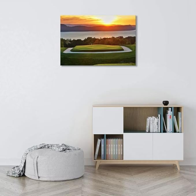 chenchenArt Sleepy Hollow 16 Hole Golf Course Wall Art for Living Room Bedroom Bathroom Home Decorations Sleepy Hollow Golf Course Picture Poster Canvas Prints Framed Ready to Hang(12''H x 16''W)