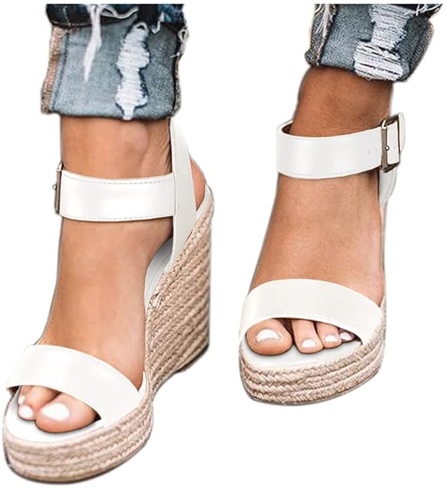 VICKI·VICKI Wedges for Women Platform Sandals Wedge Heels for Sandals Comfortable Summer Espadrille Shoes Ankle Strap&Open Toe