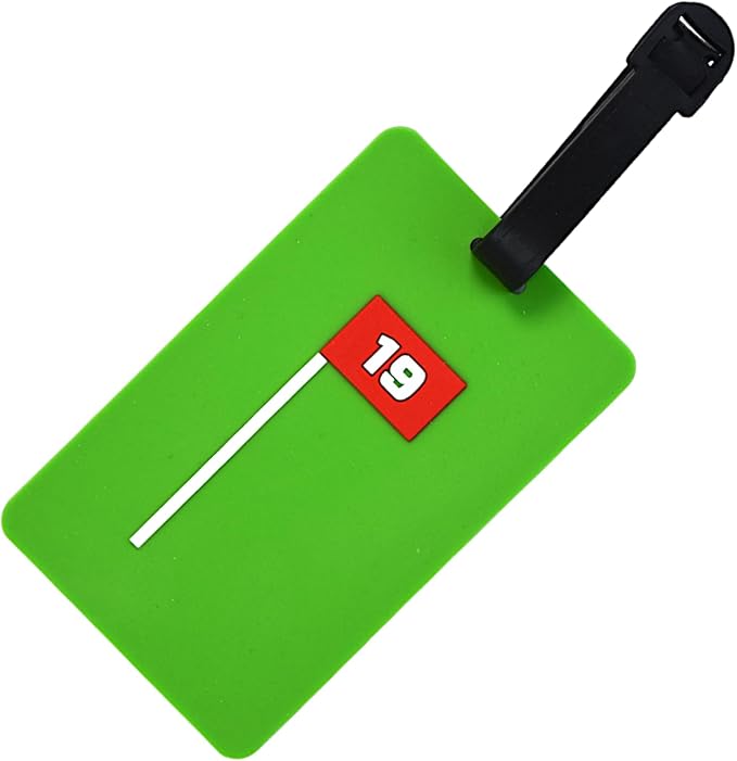 Golf Bag Tag – 19th Hole Design, Flexible & Waterproof Silicone Luggage Tag, Secure Strap for Bag Identification, Great Golf Gift for Players & Enthusiasts