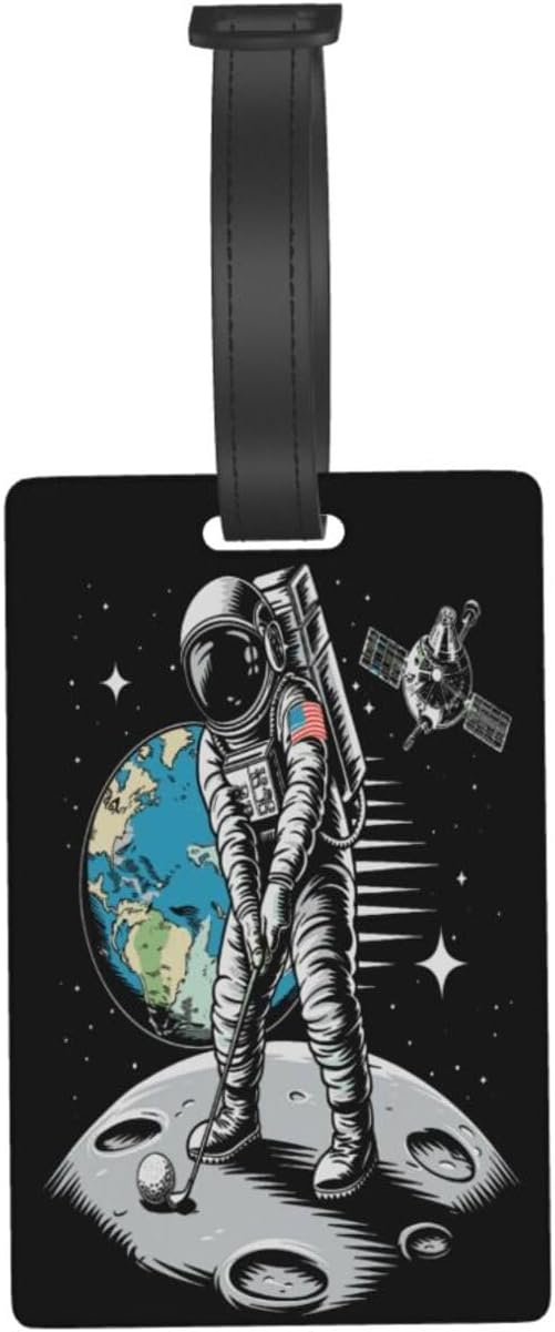 Astronaut Playing Golf Luggage Tag Suitcase Identify Labels Personalized Travel Bag Tag 2.5X4.1Inch