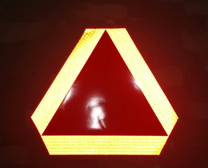 Sticky Slow Moving Vehicle Triangle Sign,Golf Cart Orange Triangle Signs,14"x16"Diamond Grade Reflective for Golf Cart
