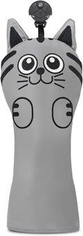 Golf Kitty Head Cover Golf Club White Leather Headcovers 1pc/4pcs Set Fits Driver Fairway Wood Hybrid Utility Putter Iron Wedge Headcover.