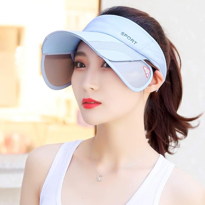 Summer Sun Visor Hat - Women Adjustable Golf Cap with Retractable Brim, UV Protection Beach/Tennis Sport Hat