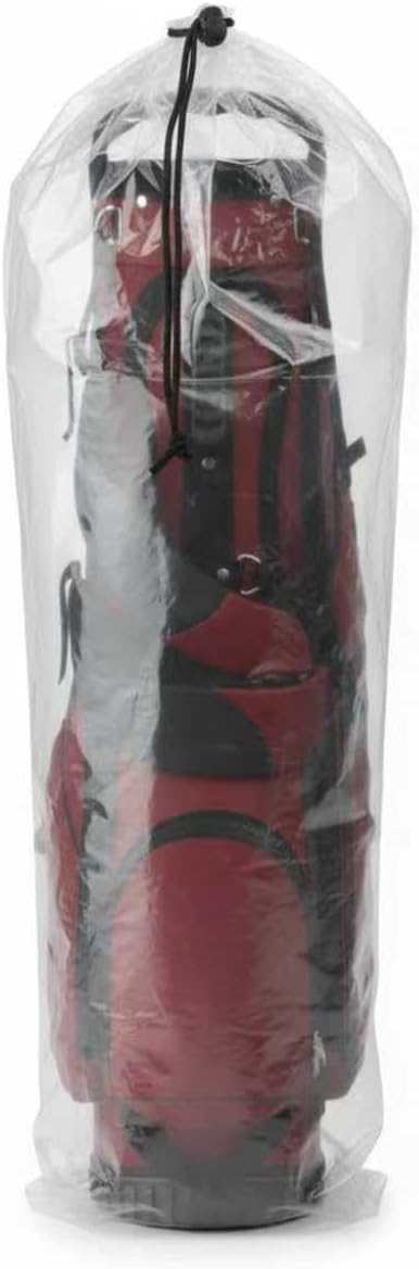 2 Pack Golf Bag Cover – 31"x62" Extra Large Clear Plastic Dust Covers with Drawstring (4 Mil), Multi-Purpose Storage Bags for Golf Clubs, Household Organizing, Reusable (Clear)