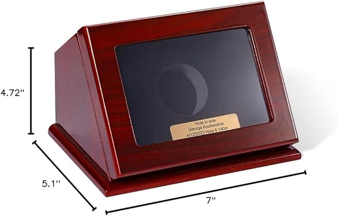 Custom Engraved Hole in One Golf Ball Display Case Wood Personalized Golf Ball Holder Display Golf Gifts for Men Women Dad 7×5.1×4.72Inch