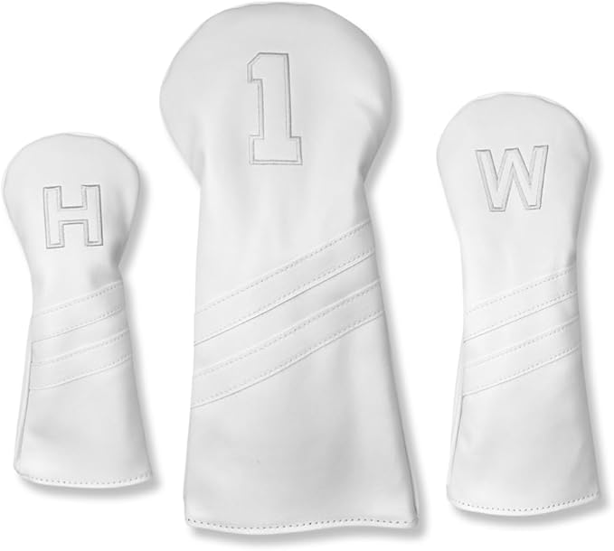 Vintage Golf Club Head Covers – 3 Pack Set – Premium Classic PU Leather – Fits Drivers, Fairway Woods, Hybrids – Durable, Stylish Protection