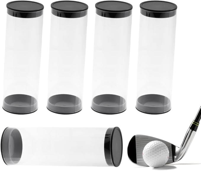 5 Pack Clear Tube Golf Ball Storage Case, Golf Barrel Clear Tubes, Portable with Caps Golf Ball Cases for Home Store Display Use, Thickened Material, 1.8 Inch