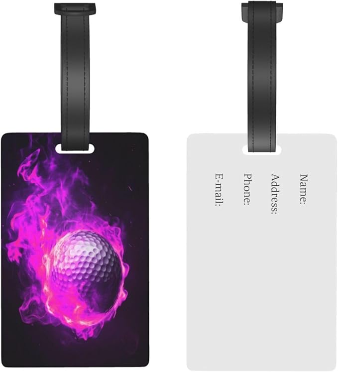 Pink Flame Golf Luggage Tag Suitcase Identify Labels Personalized Travel Bag Tag 2.5X4.1Inch