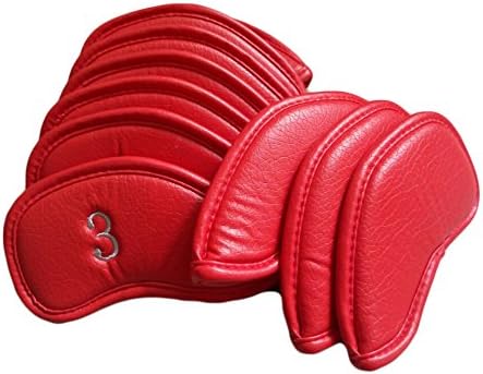 SEACLOUD 10Pcs Golf Skull Thick Synthetic Leather Iron Head Covers for Golf Iron Club Head Protectors