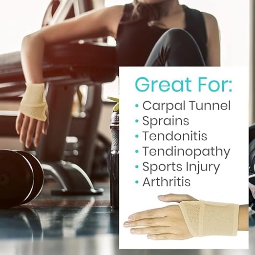 Vive Wrist Wrap Braces (2 Pack) - Tendonitis Support for Carpal Tunnel Arthritis - Sprained Pain Protection Sleeve - Weightlifting & Calisthenics Compression Stabilizer for Women, Men - Adjustable
