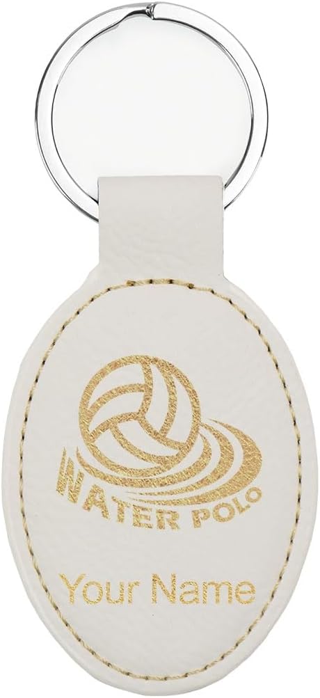 LaserGram Oval Keychain, Water Polo, Personalized Engraving Included