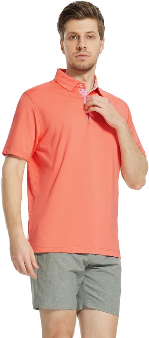 Mens Polo Shirts Short and Long Sleeve Casual Solid Stylish Dry Fit Performance Designed Collared Golf Polo Shirts for Men
