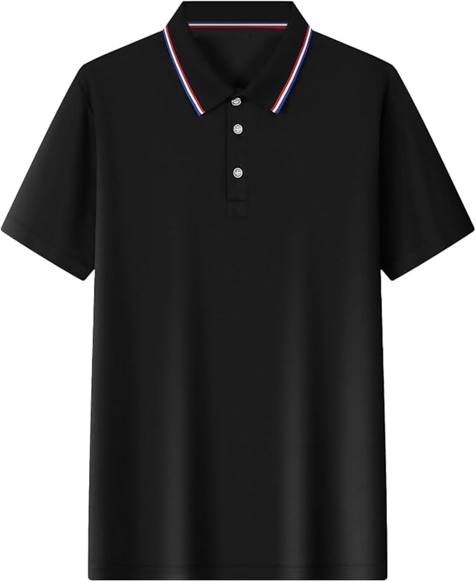 Polo Shirts for Men Dressy Casual Button Collared Golf T Shirt Classic Solid Color Business Summer Blouses