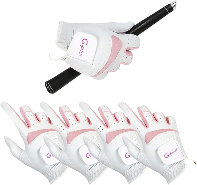 J&S Sporting G-Plus Women's Ladies Golf Gloves, Both Hand (2 Pairs)/Left Hand or Right Hand 4 Pack, Nonslip Durable for Golf Practice