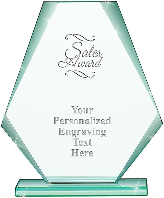 6" Jade Pyramid Crystal Award with Custom Engraving - Personalized Corporate Trophy Awards