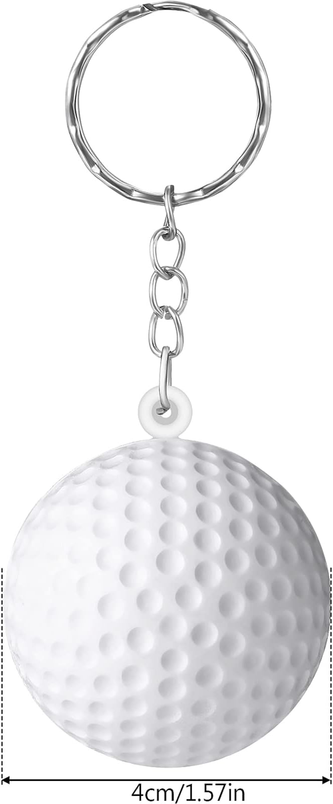 Blulu 20 Pack White Golf Ball Keychains for Party Favors, Carnival Reward, Party Bag Gift Fillers