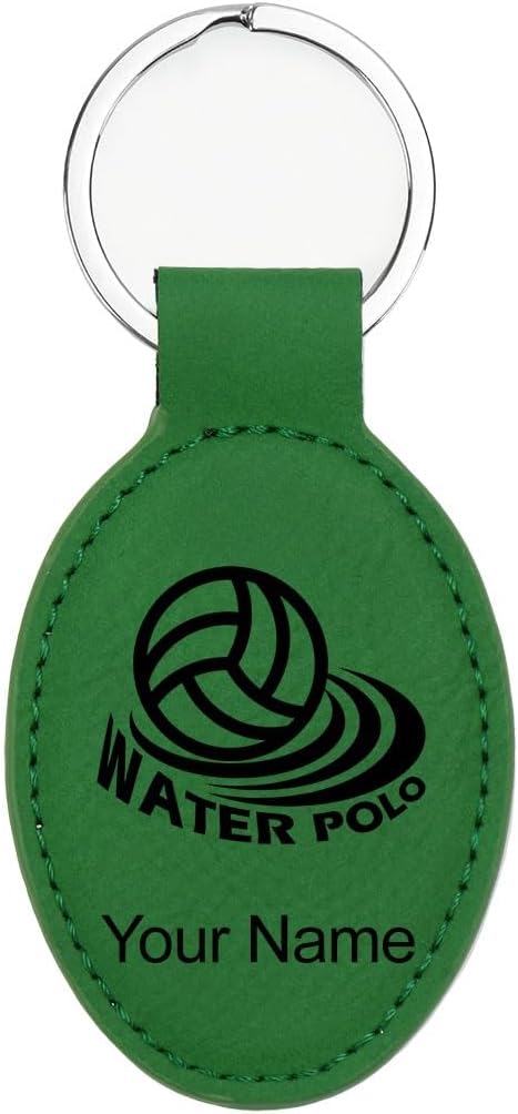 LaserGram Oval Keychain, Water Polo, Personalized Engraving Included