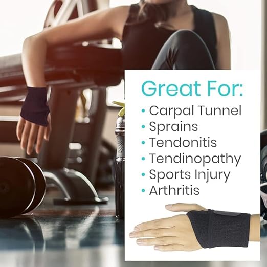 Vive Wrist Wrap Braces (2 Pack) - Tendonitis Support for Carpal Tunnel Arthritis - Sprained Pain Protection Sleeve - Weightlifting & Calisthenics Compression Stabilizer for Women, Men - Adjustable