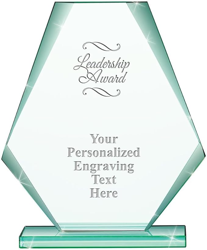 6" Jade Pyramid Crystal Award with Custom Engraving - Personalized Corporate Trophy Awards