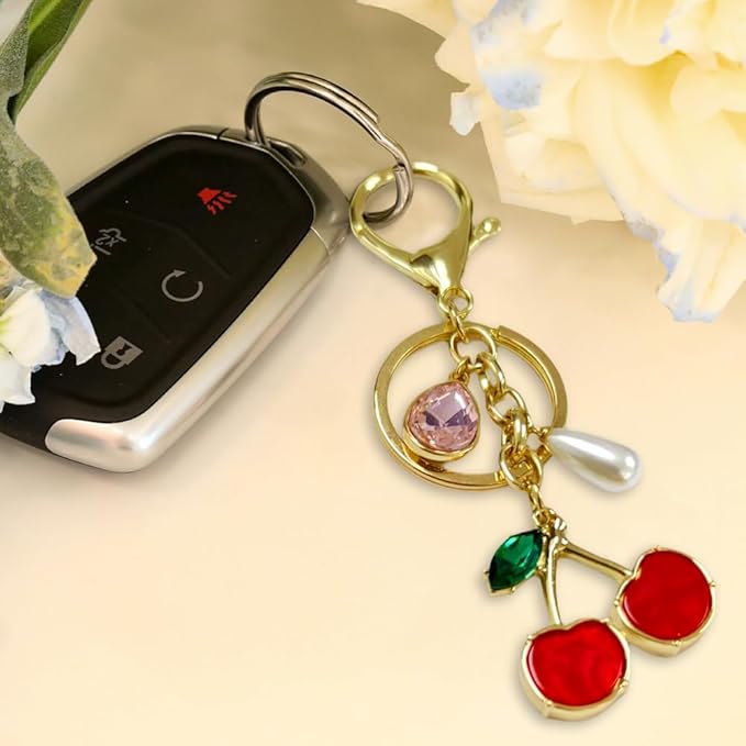 Madison Tyler Western Cowboy Boots Cherry Bow Bubble Tea Strawberry Cute Keychain | Bag Charms for Handbags Purse Charms