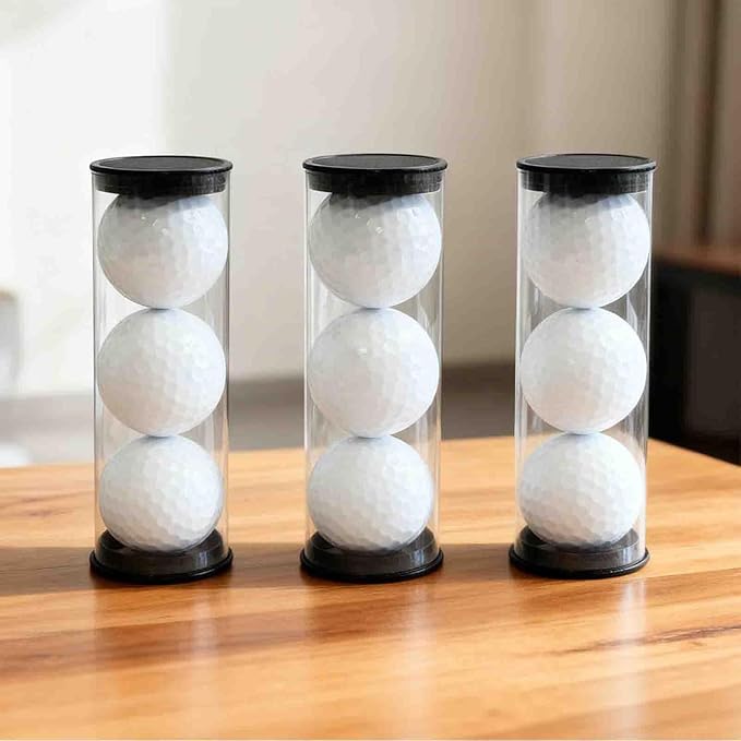 3-Pack Clear Golf Ball Storage Tubes with Caps, 1.8 Inch Thickened Plastic Display Case, Portable Golf Ball Holder for Home, Club and Retail Store Display