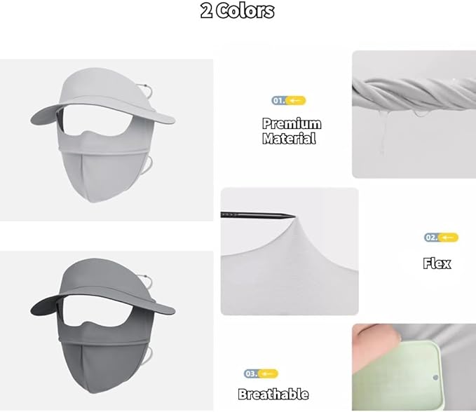 Breathable UV Face Cover Visor UPF 50+ Women Summer Face Covering Eye Protection Sunscreen Mask Sports Face Cover