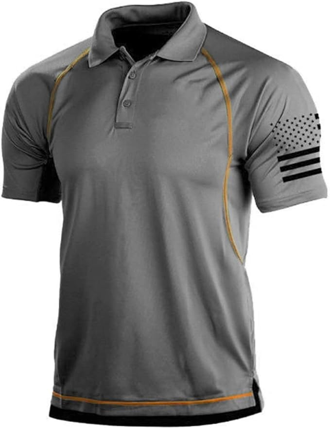 HARGLESMAN Men's 1776 Independence Day American Flag Short Sleeve Polo Golft Shirt(S-3XL)