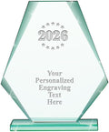 6" Jade Pyramid Crystal Award with Custom Engraving - Personalized Corporate Trophy Awards