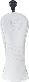 Golf Club Head Covers for Woods and Drivers, Premium PU Leather Striped Simple Golf Club Covers, Golf Headcovers Set All White, Customizable