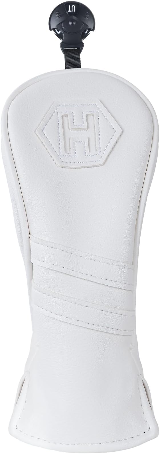 Golf Club Head Covers for Woods and Drivers, Premium PU Leather Striped Simple Golf Club Covers, Golf Headcovers Set All White, Customizable